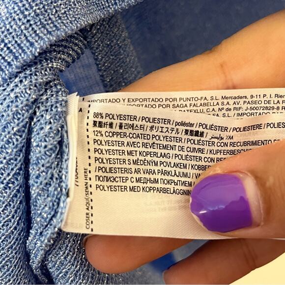 Mango Women's Size XS Long Sleeve Sweater V-Neck Blue Sparkly NWT Party Glam - Picture 6 of 8